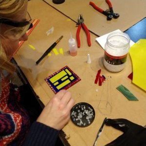 Glass ornament with Frit before fusing 